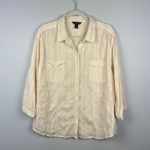 Bit & Bridle 3X plus size cotton women’s textured button down shirt